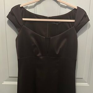 David Meister Stretch satiny Brown low cap sleeve cocktail sheath dress size 6